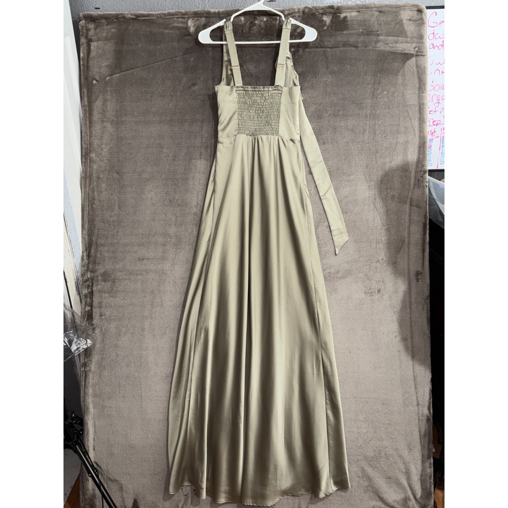 Show Me Your Mumu Lana Maxi Dress Women's Medium Moss Green Luxe Satin - Picture 10 of 16